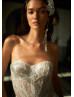 Strapless Beaded Ivory Tulle Luxurious Wedding Dress